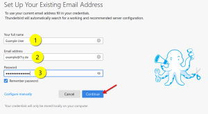 Enter your name (1), your email address (3) and your password (3)